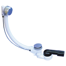 Odpadní souprava pro koupací vany HL Hutterer & Lechner, DN40/50 se zápachovou uzávěrkou 6/4˝s kulovým kloubem na odtoku, včetně připojení na hadici 8-13mm, boowden 60cm.