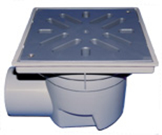 Velkokapacitní vtok HL Hutterer & Lechner, DN110 s ležatým odtokem, ZU standardní - vodní, koš na nečistoty, plast 240x240mm/plast 226x226mm, L15