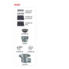 Velkokapacitní (dvorní) vtok HL Hutterer & Lechner, DN110 s ležatým odtokem, se suchou nezámrznou zápachovou klapkou, koš na nečistoty, s izolační přírubou, plast 240x240mm/litina 226x226mm, L15