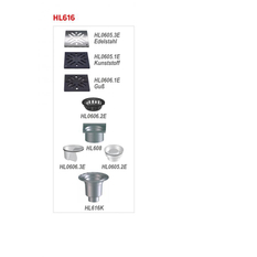 Velkokapacitní (dvorní) vtok HL Hutterer & Lechner, DN110 se svislým odtokem, s izolační přírubou, se suchou nezámrznou zápachovou klapkou, koš na nečistoty, plast 240x240mm/litina 226x226mm, L15