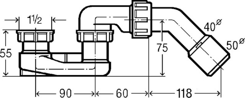 Zápachový uzávěr Viega 6887.45 6/4˝ x 40/50