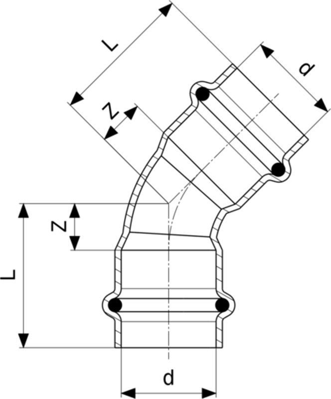 Oblouk&nbsp;45° Viega Profipress s SC-Contur 2426 54