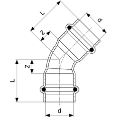 Oblouk&nbsp;45° Viega Profipress s SC-Contur 2426 54