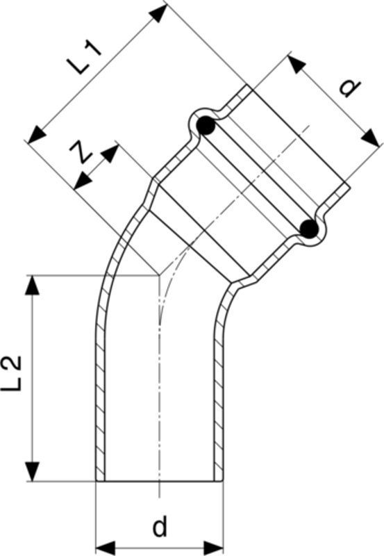 Oblouk&nbsp;45° Viega Profipress s SC-Contur 2426.1 54
