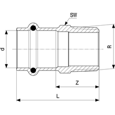 Přechodový kus Viega Profipress s SC-Contur 2211 22 x 1/2˝