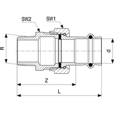 Přechodové šroubení Viega Profipress s SC-Contur 2265 42 x 6/4˝