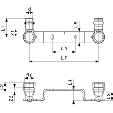 Montážní jednotka Viega Profipress s SC-Contur 2222 15 x 1/2˝ x 150