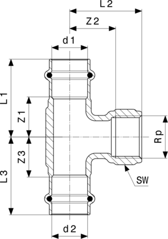 T-kus Viega Profipress G s SC-Contur 2617.2 28 x 1/2˝ x 28
