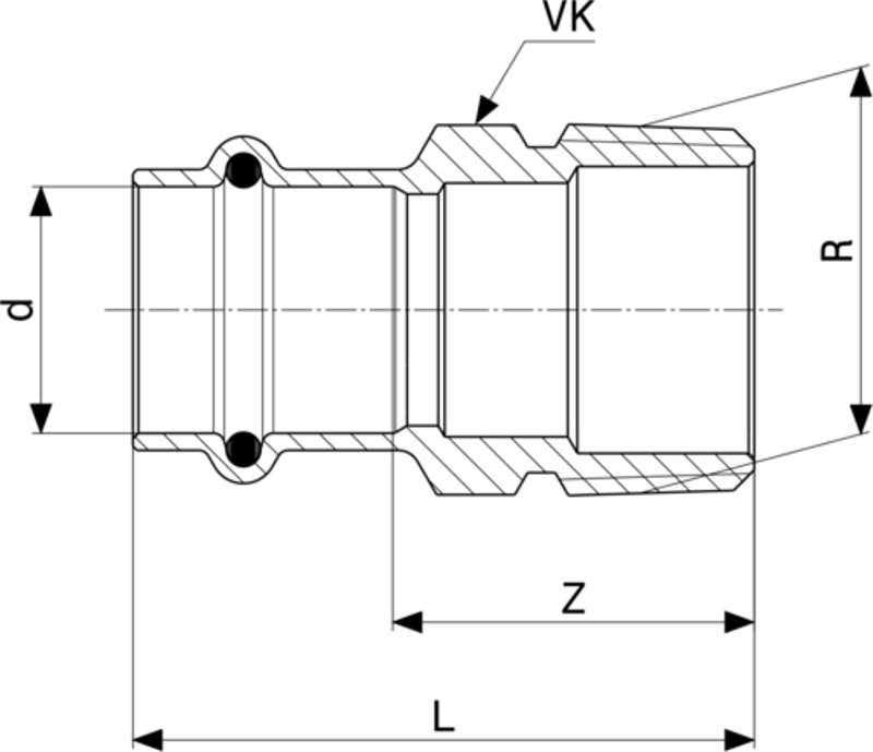 Přechodový kus Viega Profipress G s SC-Contur 2611 15 x 1/2˝