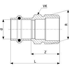 Přechodový kus Viega Profipress G s SC-Contur 2611 15 x 1/2˝