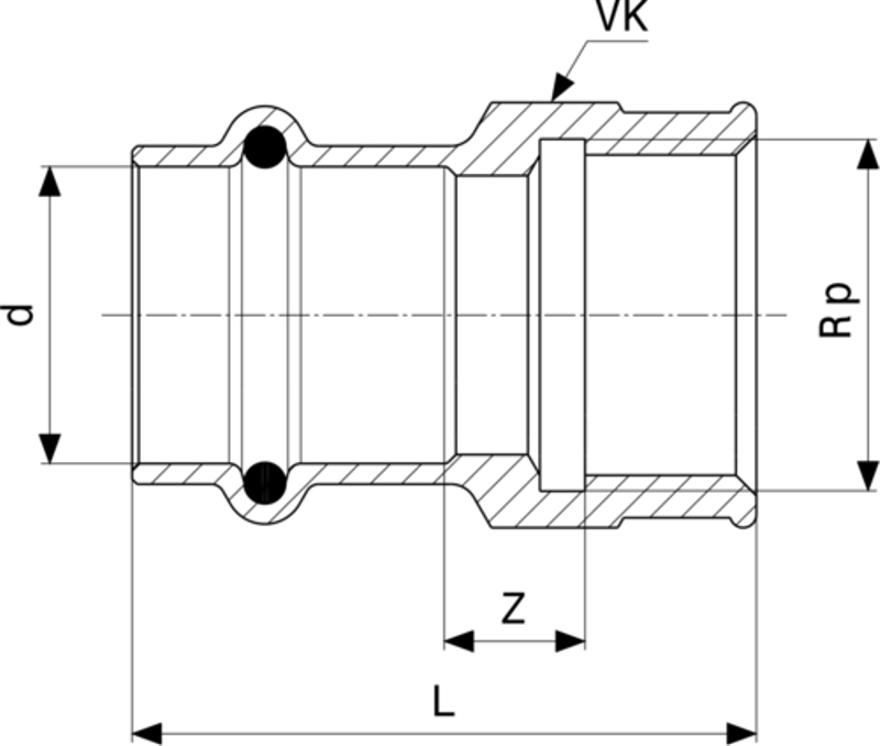 Přechodový kus Viega Profipress G s SC-Contur 2612 15 x 1/2˝