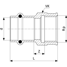Přechodový kus Viega Profipress G s SC-Contur 2612 15 x 1/2˝