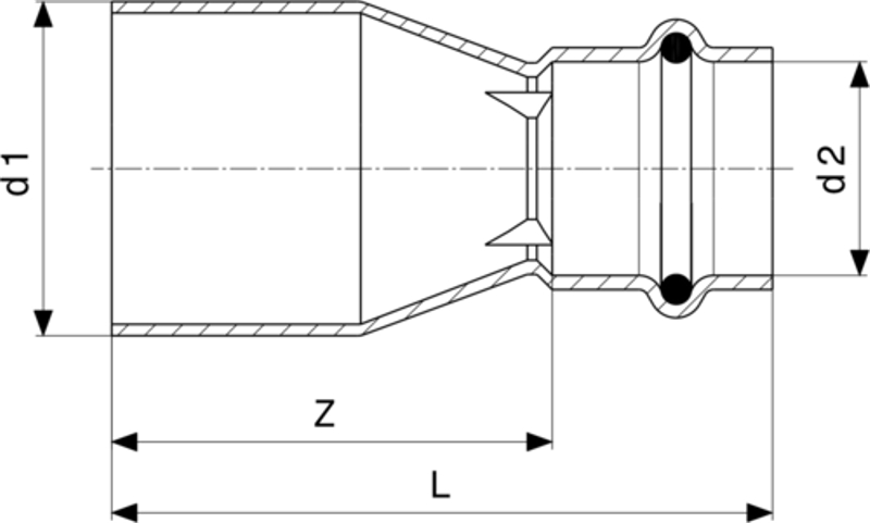 Redukce Viega Profipress G s SC-Contur 2615.1 18 x 15