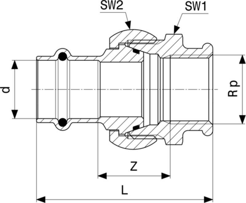 Přechodové šroubení Viega Profipress G s SC-Contur 2652 18 x 1/2˝