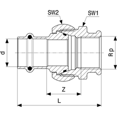 Přechodové šroubení Viega Profipress G s SC-Contur 2652 18 x 1/2˝