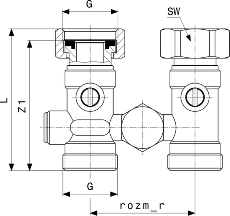 Připojovací kus k otopnému tělesu Viega Profipress s SC-Contur 1096.0 3/4˝ x 50