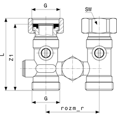 Připojovací kus k otopnému tělesu Viega Profipress s SC-Contur 1096.0 3/4˝ x 50