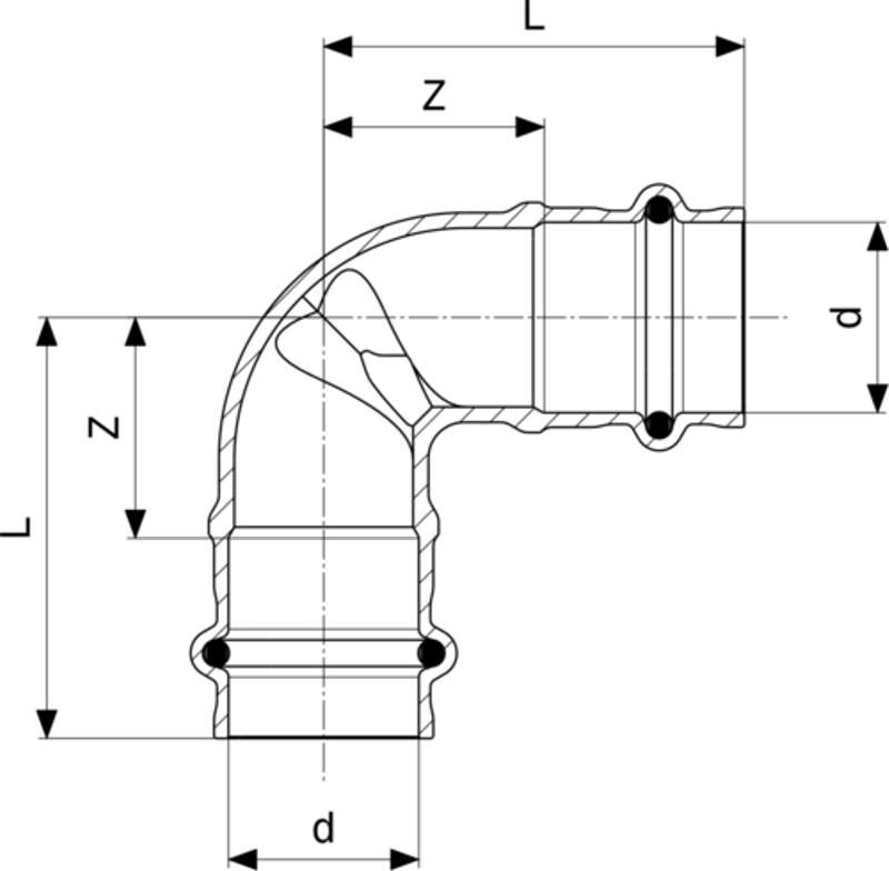 Oblouk&nbsp;90° Viega Sanpress s SC-Contur 2216 18