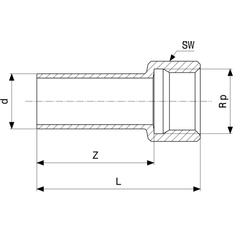 Zásuvný kus Viega Sanpress Inox s SC-Contur 2312.1 28 x 1˝