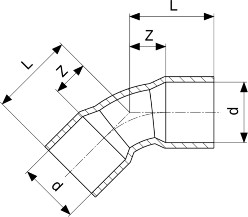 Oblouk&nbsp;45° Viega pájené fitinky 95041 22