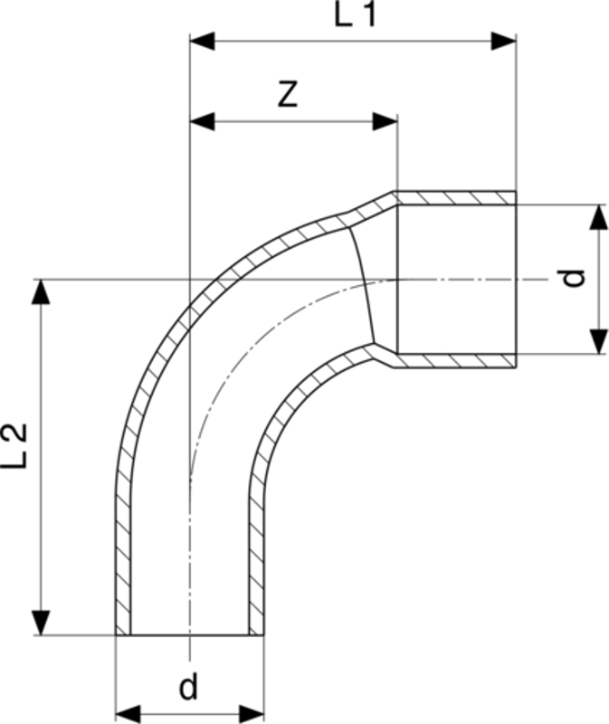Koleno 90° Viega pájené fitinky 95092 12