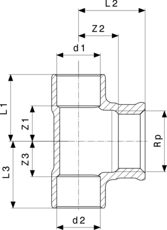 T-kus Viega pájené fitinky 94130G 35 x 3/4˝ x 35