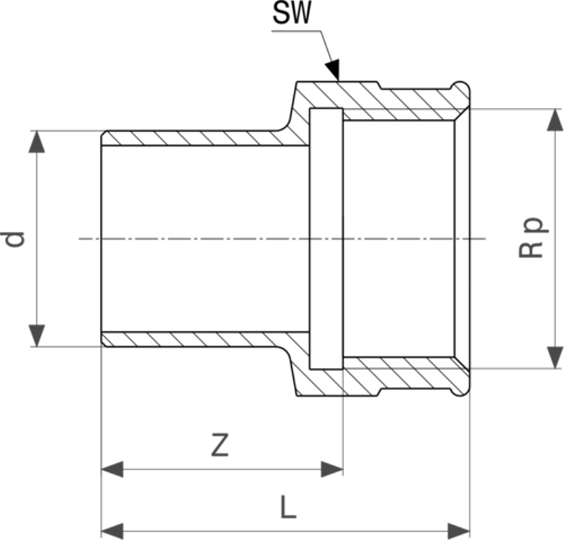 Zásuvný kus Viega pájené fitinky 94246G 22 x 3/4˝