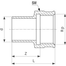 Zásuvný kus Viega pájené fitinky 94246G 22 x 3/4˝