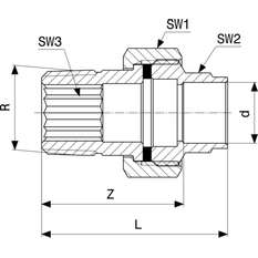 Přechodové šroubení Viega pájené fitinky 94331G 22 x 3/4˝