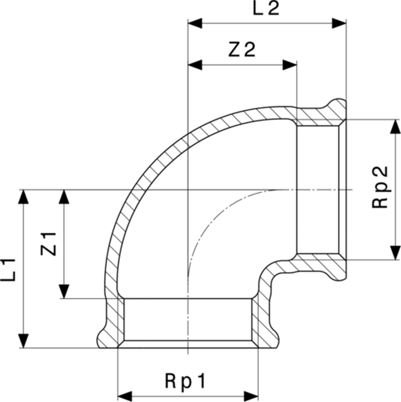 Oblouk 90° Viega bronz 3090 6/4˝