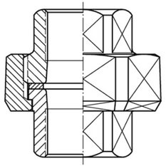 Šroubení přímé ploché černé Atusa Nr.330 FF 1˝ vnitřní/vnitřní závit