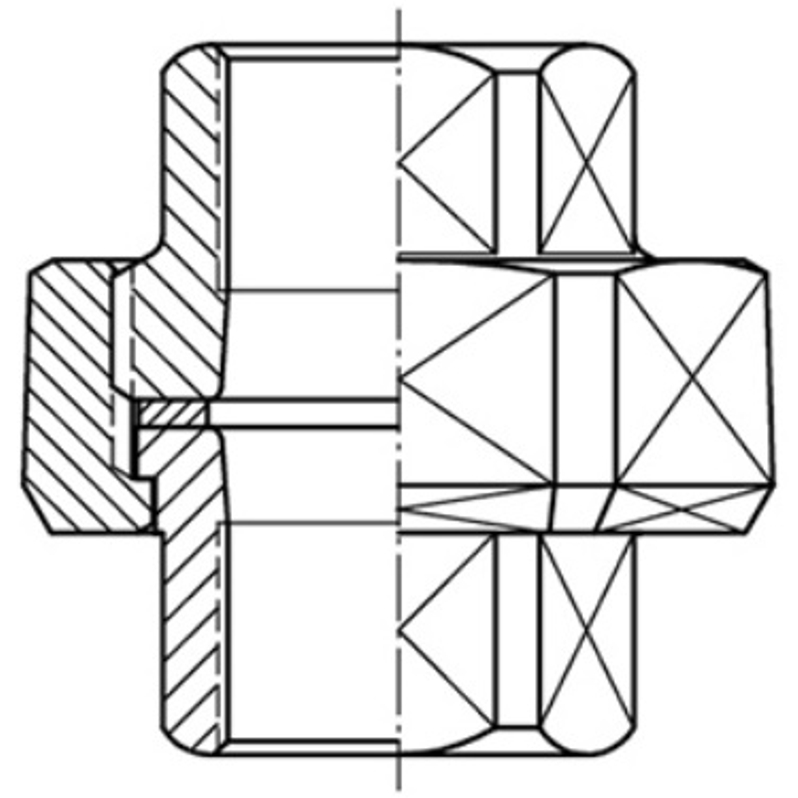 Šroubení přímé ploché černé Atusa Nr.330 FF 2˝ vnitřní/vnitřní závit