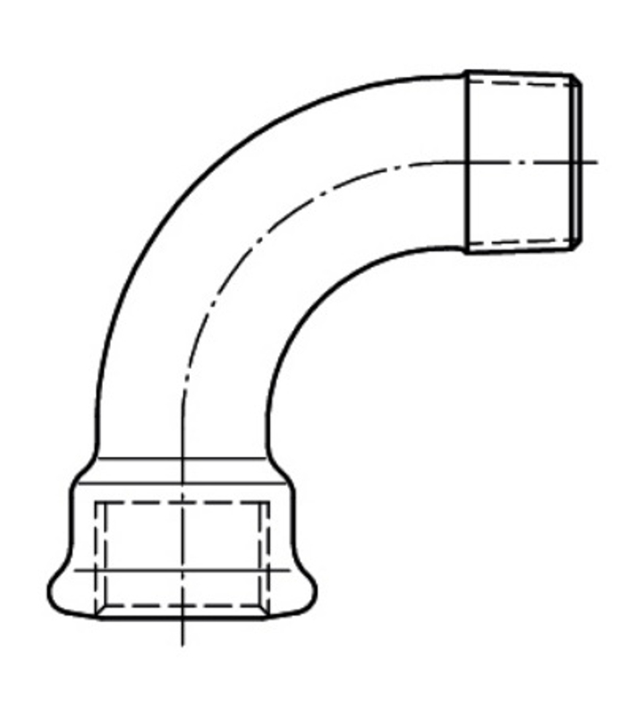 Oblouk dlouhý 90° pozinkovaný Atusa Nr.1 FM 3/4˝ vnitřní/vnější závit