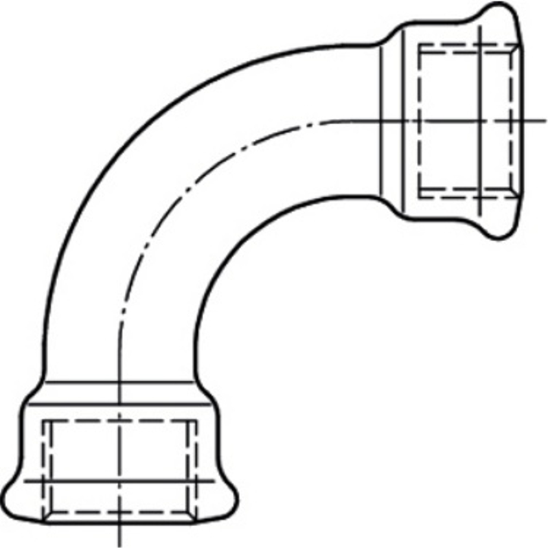 Oblouk dlouhý 90° pozinkovaný Atusa Nr.2 FF 3/4˝ vnitřní/vnitřní závit
