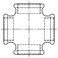 Kříž pozinkovaný Atusa Nr.180 FFFF 3/4˝ vnitřní závit