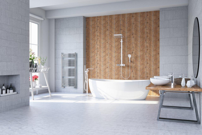 Těleso koupelnové PMH Danby 450 x 1640 mm, 497 W, klasické i středové připojení, Chrom