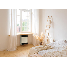 Plynové topidlo Karma Beta 3 Mechanik, o výkonu 3 kW, s odtahem spalin přes zeď a velmi jednoduchou obsluhou, slonová kost