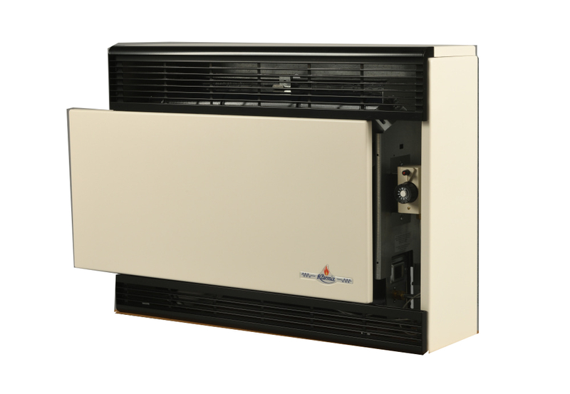 Plynové topidlo Karma Beta 4 Mechanik, o výkonu 3,9 kW, s odtahem spalin přes zeď a velmi jednoduchou obsluhou, slonová kost