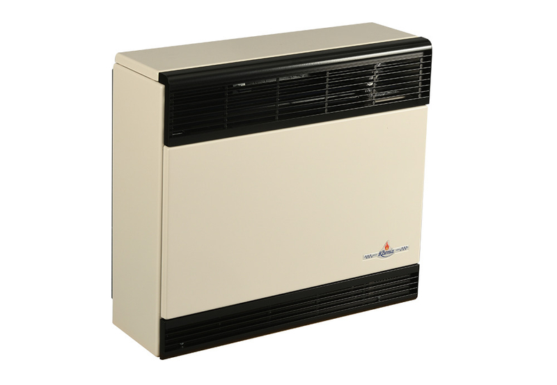 Plynové topidlo Karma Beta 4 Mechanik, o výkonu 3,9 kW, s odtahem spalin přes zeď a velmi jednoduchou obsluhou, slonová kost