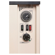 Plynové topidlo Karma Beta 3E 01 Electronic, o výkonu 3 kW, s odtahem spalin přes zeď a velmi jednoduchou obsluhou, s elektronickým řídícím systémem, vestavěné spínací hodiny, slonová kost