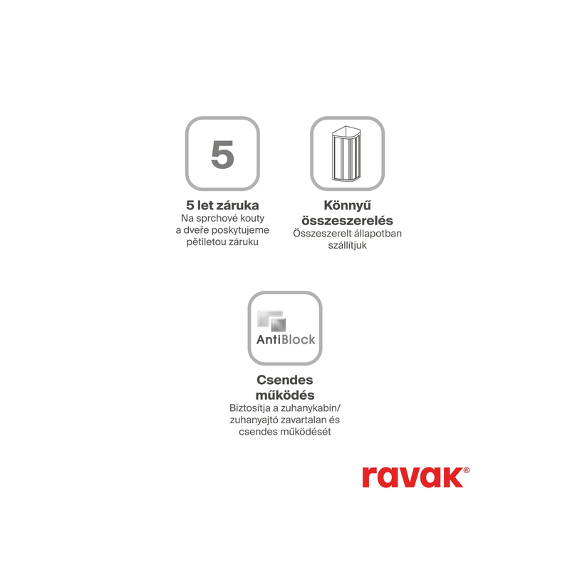 Sprchový kout Ravak SKCP4 90x90, Sabina bílá+pearl