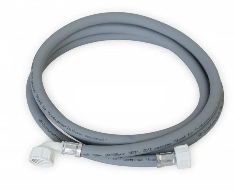 Hadice pračková Tubi napouštěcí s kolínkem, 300 cm, šedá