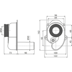 Sifon pisoárový Alcadrain (Alcaplast) vodorovný DN40 A45B