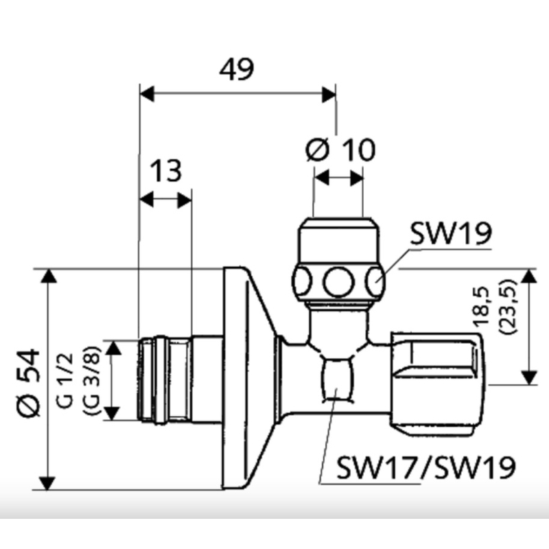 Rohový ventil s regulační funkcí Schell Comfort, s ASAG easy, 1/2˝, chrom