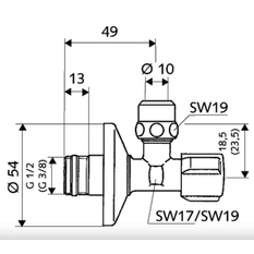 Rohový ventil s regulační funkcí Schell Comfort, s ASAG easy, 1/2˝, chrom