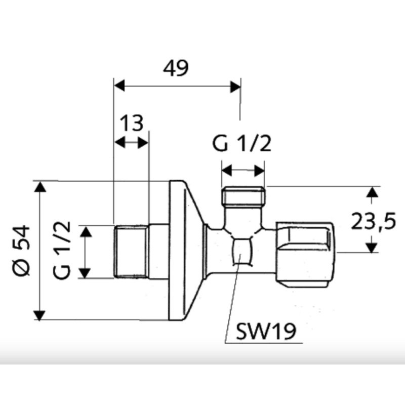 Rohový ventil s regulační funkcí Schell Comfort, 1/2˝, chrom