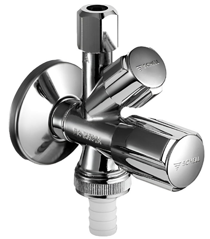 Kombinovaný rohový ventil se zpětnou klapkou Schell Comfort, 1/2˝ x 3/8˝ x 3/4˝, chrom