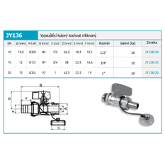 Vypouštěcí kulový kohout 3/4˝