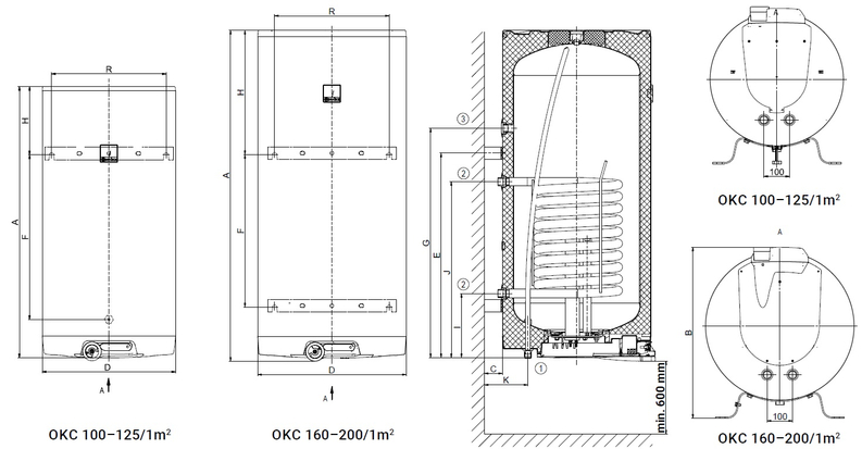 Ohřívač kombinovaný Dražice OKC 200/1m2, 2,2 kW, závěsný svislý, vhodný i ke kondenzačním kotlům