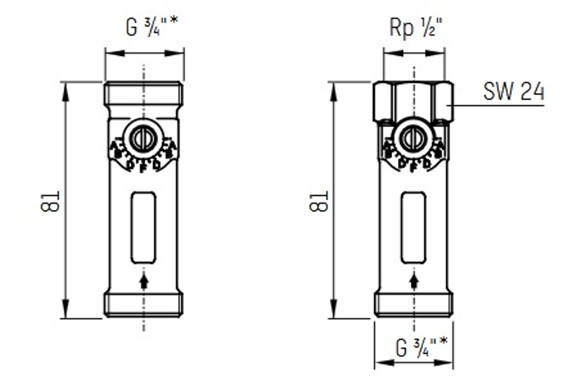Ventil vyvažovací TacoSetter Inline 100, DN 15, GxG, 3/4 x 3/4, kvs 1,85 (m3/h), 3 - 12 l/min